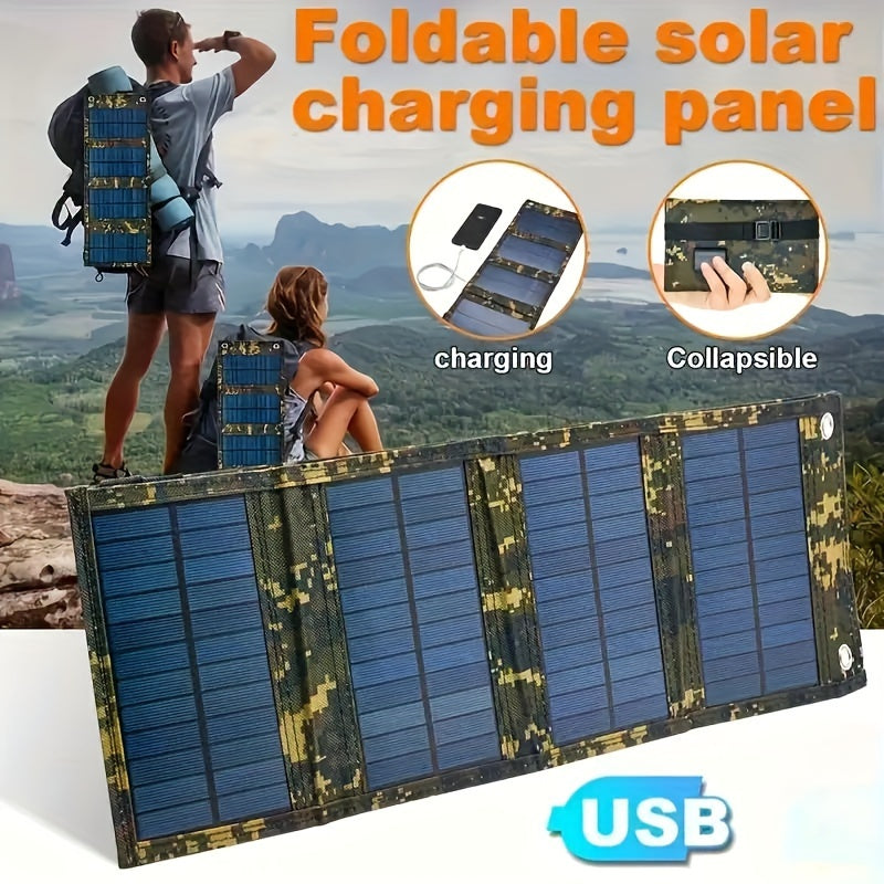 Sunant 10W Portable Folding Solar Charger Panel, 4-in-1 Compact Design, 5V High-Efficiency Durable Solar Power Bank for Camping,