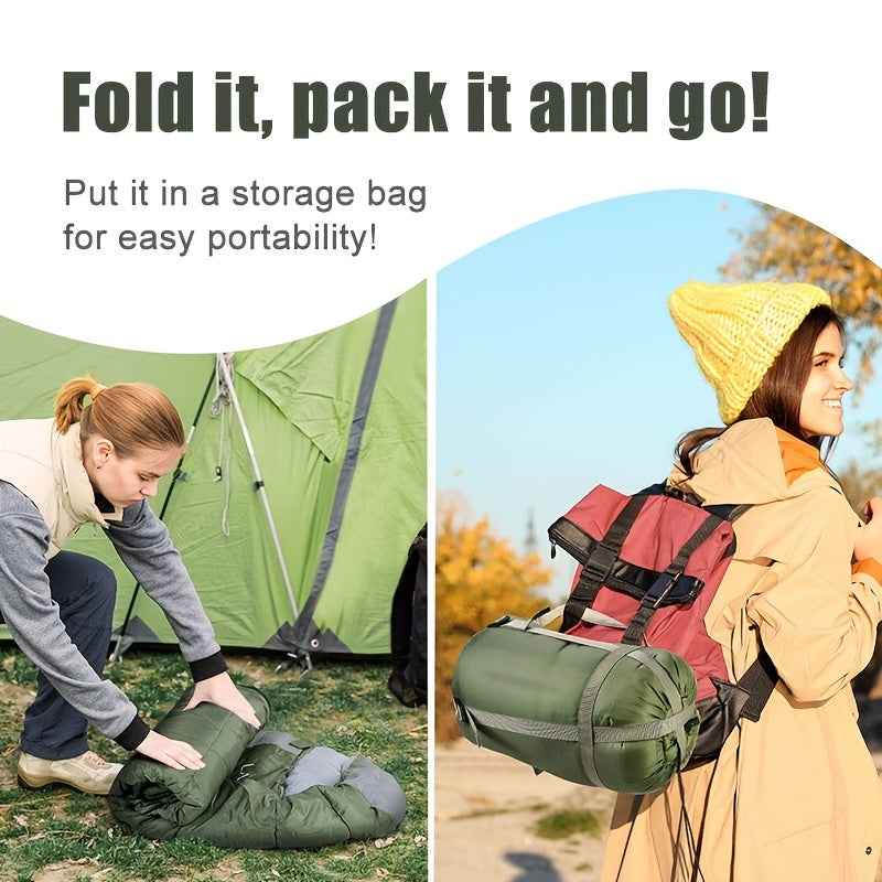 Pacoone Lightweight 4-Season Camping Sleeping Bag - Warm & Cold Envelope, Drawstring Closure, Durable Nylon, Ideal for Outdoor Travel & Hiking, Camping Accessories