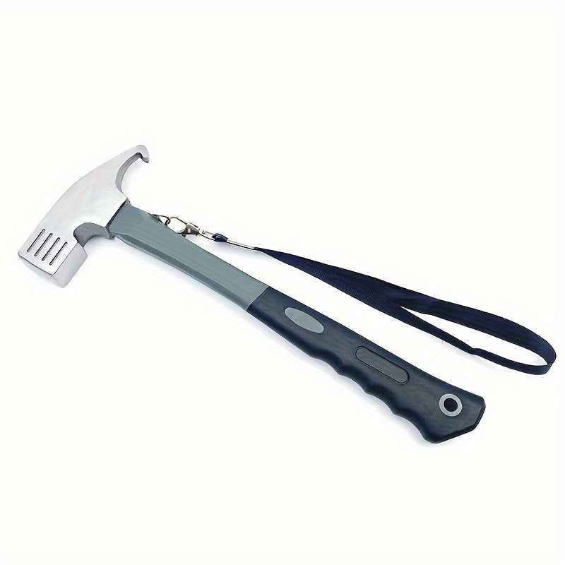 Heavy-Duty Camping Hammer with Tent Stake Remover - Comfort Grip Handle - Secure Carrying Strap - Durable Carbon Steel Head for Outdoor Adventures