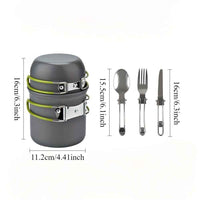 1pc Camping Cookware Kit With Stainless Forks Knives Spoons For Outdoor Camping, Picnic, Travel, Cooking