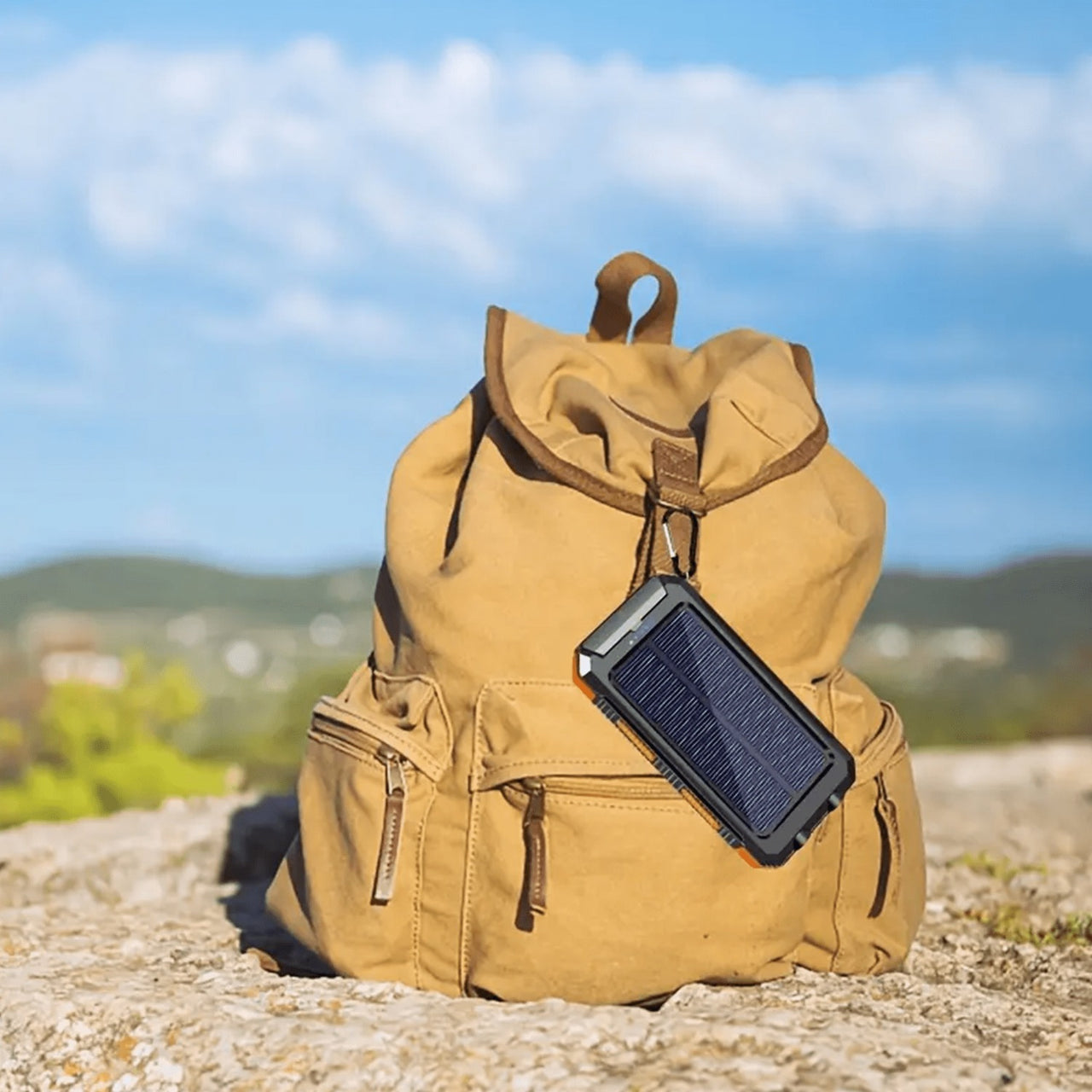 10000mAh/19800mAh/20000mAh Portable Solar Power Bank, Portable Solar Mobile Phone Charger, Camping External Battery Charger for Mobile Phones, 2 USB/ LED Flashlights with Compass