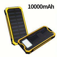 1pc EcoPower 10000mAh Solar Power Bank with LED Light, Dual Output, Portable Charger with Voltage Display, USB & Battery Powered, Universal Compatibility, Rechargeable Lithium Polymer Battery