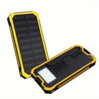 1pc EcoPower 10000mAh Solar Power Bank with LED Light, Dual Output, Portable Charger with Voltage Display, USB & Battery Powered, Universal Compatibility, Rechargeable Lithium Polymer Battery