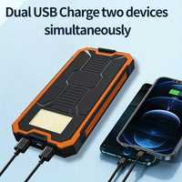 1pc EcoPower 10000mAh Solar Power Bank with LED Light, Dual Output, Portable Charger with Voltage Display, USB & Battery Powered, Universal Compatibility, Rechargeable Lithium Polymer Battery