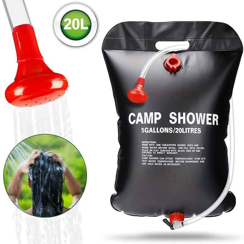 20L Portable Camping Shower Bag With Removable Hose & On-off Switchable Shower Head, Perfect For Outdoor Camping & Traveling