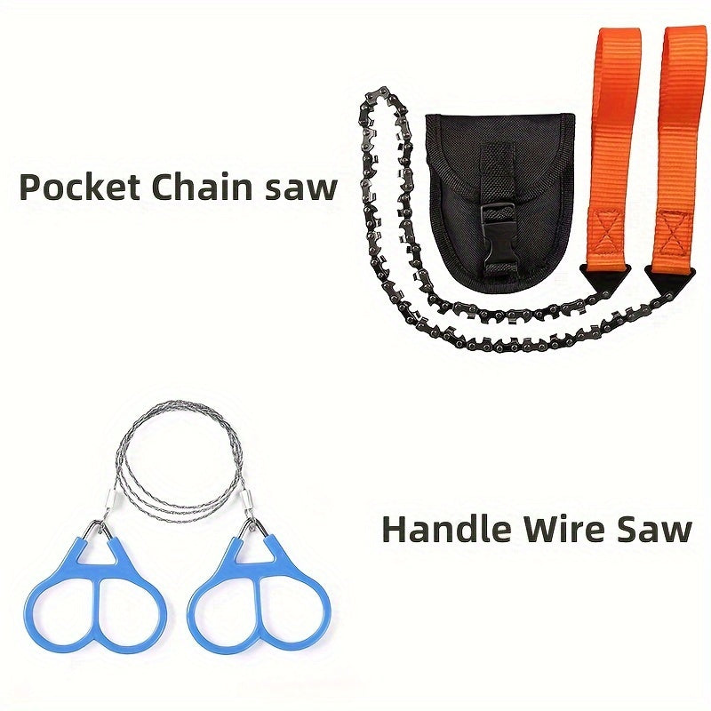 The Ultimate Pocket Chain Saw: Portable, Non-Slip Handle & Sharp Teeth Blades for Garden, Wood Cutting, Hiking & Camping!