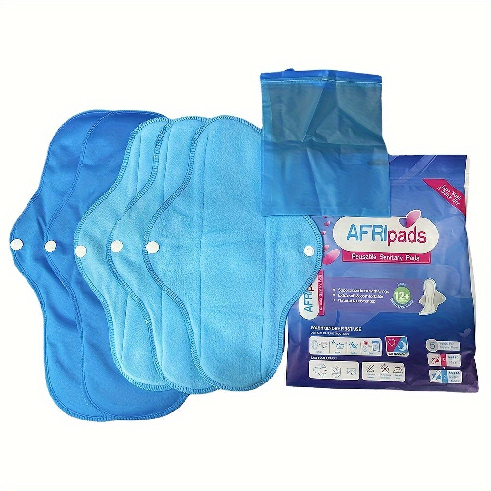 6pcs Reusable Sanitary Napkins Set - Ultra-Absorbent, Leak-Proof, and Misplacement-Proof Feminine Hygiene Products with Wings for Large Flow - Includes 1pc Storage Bag and Unscented Design for Comfortable and Convenient Menst