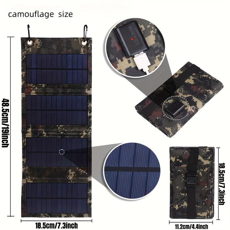 Sunant 10W Portable Folding Solar Charger Panel, 4-in-1 Compact Design, 5V High-Efficiency Durable Solar Power Bank for Camping,