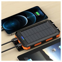 10000mAh/19800mAh/20000mAh Portable Solar Power Bank, Portable Solar Mobile Phone Charger, Camping External Battery Charger for Mobile Phones, 2 USB/ LED Flashlights with Compass