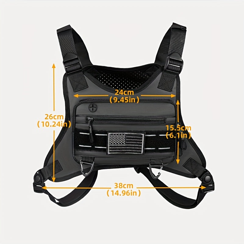 Chest Bag for Men and Women Running Vest Tactical Chest Bag Pack for Sports Outdoor (Black)