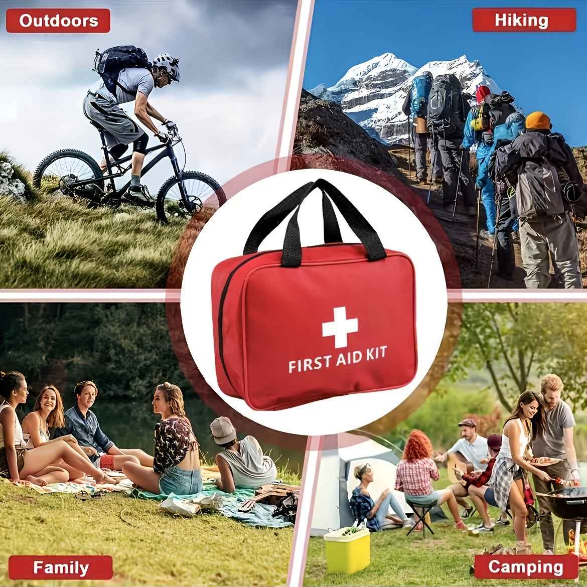 27pcs/173pcs Multi-purpose Small/Large First Aid Kit: Portable Bag For Outdoor Hunting, Hiking, Camping And More - Including Emergency Supplies! Included Accessories
