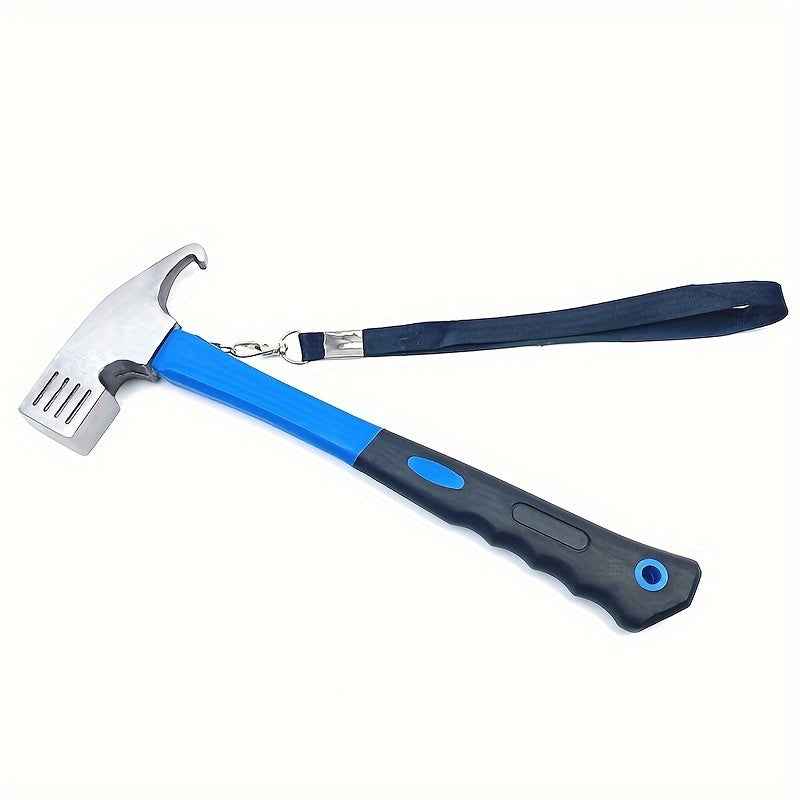 Heavy-Duty Camping Hammer with Tent Stake Remover - Comfort Grip Handle - Secure Carrying Strap - Durable Carbon Steel Head for Outdoor Adventures