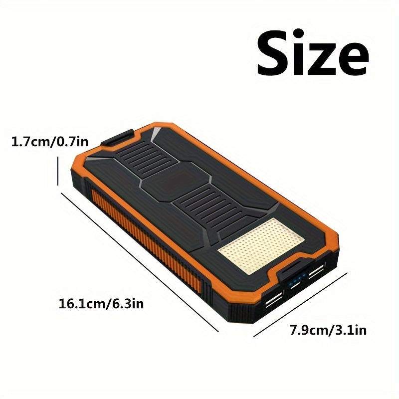 1pc EcoPower 10000mAh Solar Power Bank with LED Light, Dual Output, Portable Charger with Voltage Display, USB & Battery Powered, Universal Compatibility, Rechargeable Lithium Polymer Battery