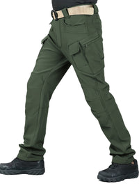 Warm & Durable Men's Tactical Pants - Fleece-Lined Polyester-Spandex Blend, Casual Style with Multiple Pockets & Adjustable Waistband for Winter Outdoor Activities - Seeds-or-Survival