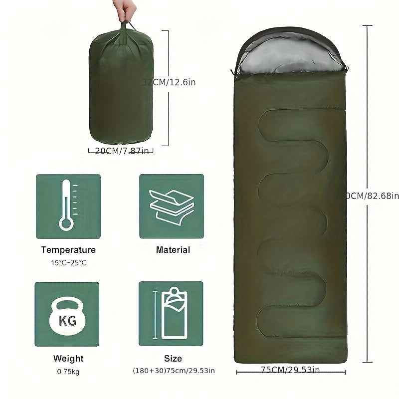 Pacoone Lightweight 4-Season Camping Sleeping Bag - Warm & Cold Envelope, Drawstring Closure, Durable Nylon, Ideal for Outdoor Travel & Hiking, Camping Accessories