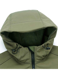 Chic Color Block Men's Windproof Long Sleeve Hooded Zip Up Jacket With Multi-pocket, Men's Outdoor Tactical Outwear For Fall Winter Hiking Camping Fishing