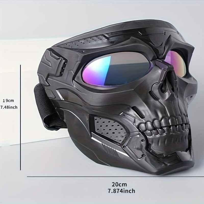 Skull Mask Full Face Protective Goggles - Windproof, Tactical Outdoor Cycling & Motorcycle Riding Eyewear With Drawstring Closure For Adults
