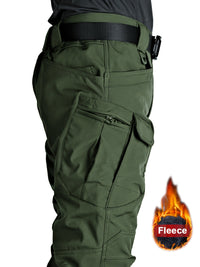 Warm & Durable Men's Tactical Pants - Fleece-Lined Polyester-Spandex Blend, Casual Style with Multiple Pockets & Adjustable Waistband for Winter Outdoor Activities - Seeds-or-Survival