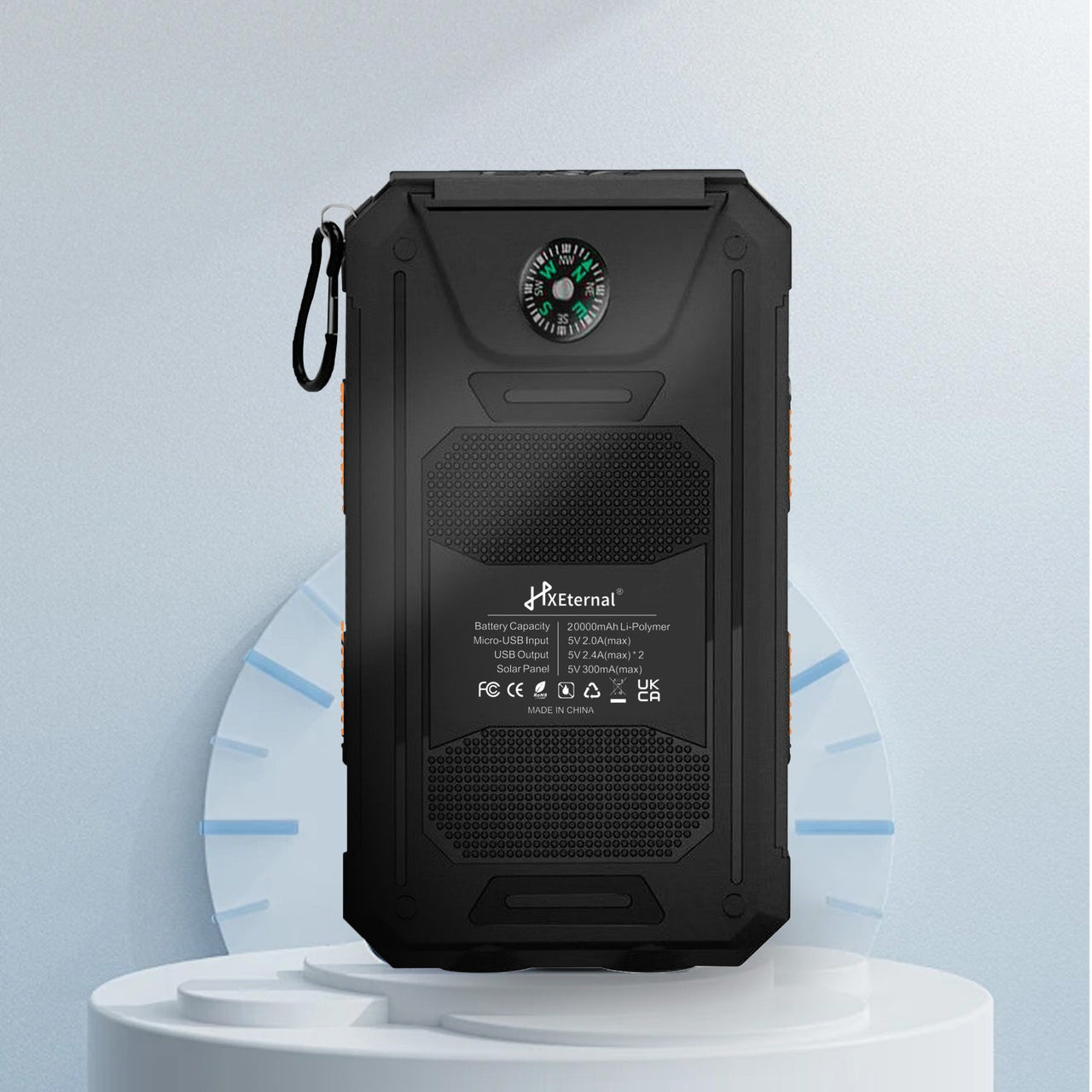 10000mAh/19800mAh/20000mAh Portable Solar Power Bank, Portable Solar Mobile Phone Charger, Camping External Battery Charger for Mobile Phones, 2 USB/ LED Flashlights with Compass