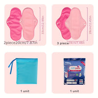 6pcs Reusable Sanitary Napkins Set - Ultra-Absorbent, Leak-Proof, and Misplacement-Proof Feminine Hygiene Products with Wings for Large Flow - Includes 1pc Storage Bag and Unscented Design for Comfortable and Convenient Menst