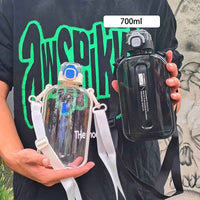 1pc Leakproof Sports Water Bottle with Shoulder Strap - Perfect for Outdoor Fitness, Running, Camping, Hiking, and Climbing - Large Capacity and Portable